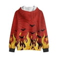 thumbnail image 2 of Xoenoiee Fire Bat Spider Web Print Hoodies for Girls Boys Kids Halloween Sweatshirt Zip Up Long Sleeve Jacket Loose Hooded Sweater Lightweight Tunic Activewear Outerwear, 14-16 Years, 2 of 7