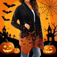 thumbnail image 5 of Halloween Cardigan for Women Pumpkin Long Sleeve Cardigan Fall Open Front Cardigan Halloween Print Medium Length Coat,Ginger,2XL, 5 of 8