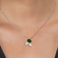 thumbnail image 3 of Gem Stone King 925 Silver and 10K Yellow Gold Green Chrome Diopside White Topaz and White Moissanite Pendant Necklace for Women (2.70 Cttw, Oval 8X6MM, 7X5MM and 6X4MM, Gemstone, with 18 inch Chain), 3 of 4