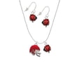 thumbnail image 2 of Delight Jewelry Silvertone Small Red Football Helmet Red Lucky Ladybug Necklace and Dangle Earrings Set, 2 of 6