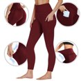 thumbnail image 2 of Cethrio Girls Leggings, Stretchy Casual High-waisted Athletic Yoga Pants with Pockets Wine Size 6, 2 of 7