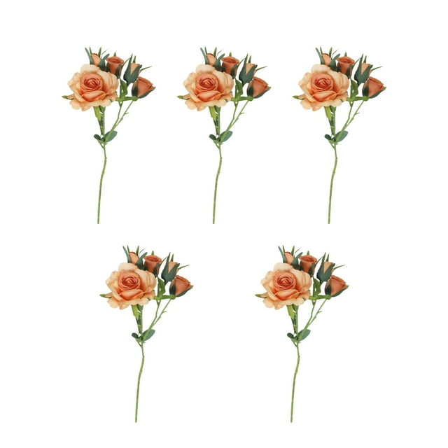 5 centros de mesa con flores artificiales realistas para decoración de interiores, color naranja