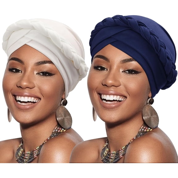 African Women Turban Caps Pre-Tied Twisted Turbans Head Scarf for Women Hair Wraps Cover Beanie Cancer Chemo Headwear