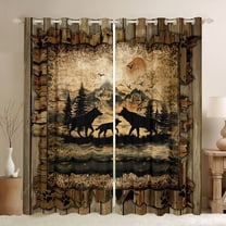 jejeloiu Jungle Deer Elk Black Out Curtains,Old Barn Door Curtains Pack of 2 (42x63 Each),Retro Rustic Flowers Bedroom Curtains For Men Women,Microfiber Bedroom Decor