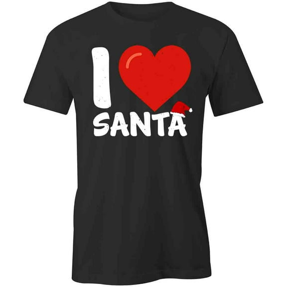 I Love Santa T-Shirt | Christmas Holiday Black Tee Gift