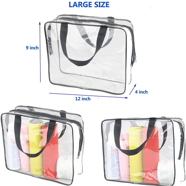 3 Pieces Large Clear Travel Bags for Toiletries Waterproof Clear
