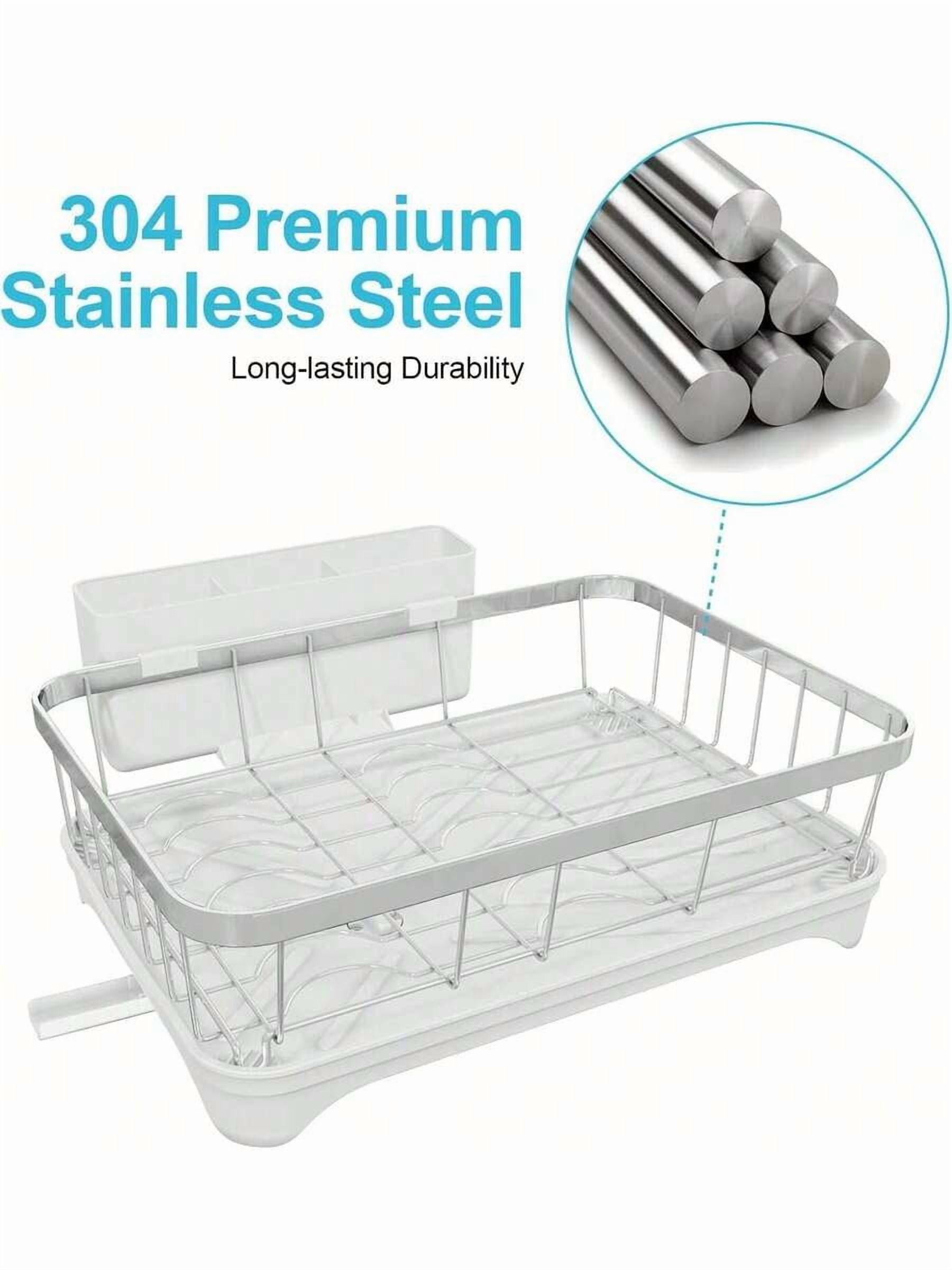 Dish Drying Rack 304 Stainless Steel Dish Rack With Drainboard,Space Spaving Auto-Draining Drying Racks For Kitchen Counter,Large Capacity Dish Racks For Bowls, Cups, Dish Drainer