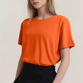 thumbnail image 3 of T-shirt Mode Femme Col Rond Grande Taille Manches Courtes Couleur Unie avec Tissu Doux et Respirant, 3 of 5
