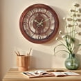 thumbnail image 2 of Rustic Farmhouse Gear Clock with Moving Gears Wall Clock Industrial Steampunk Unique for Home Living Room Office Decor Brown 11 Inch, 2 of 4
