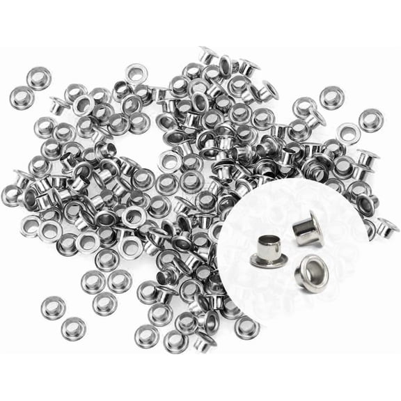 1/8 Inch ID Grommets Eyelets 3MM Hole Self Backing Eyelet for Bead Cores, Clothes, Leather, Canvas 200pcs (Silver)