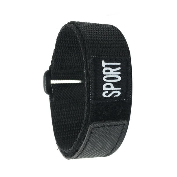 Bandini 22mm Nylon Sports Watch Band Strap - Black - Hook Loop