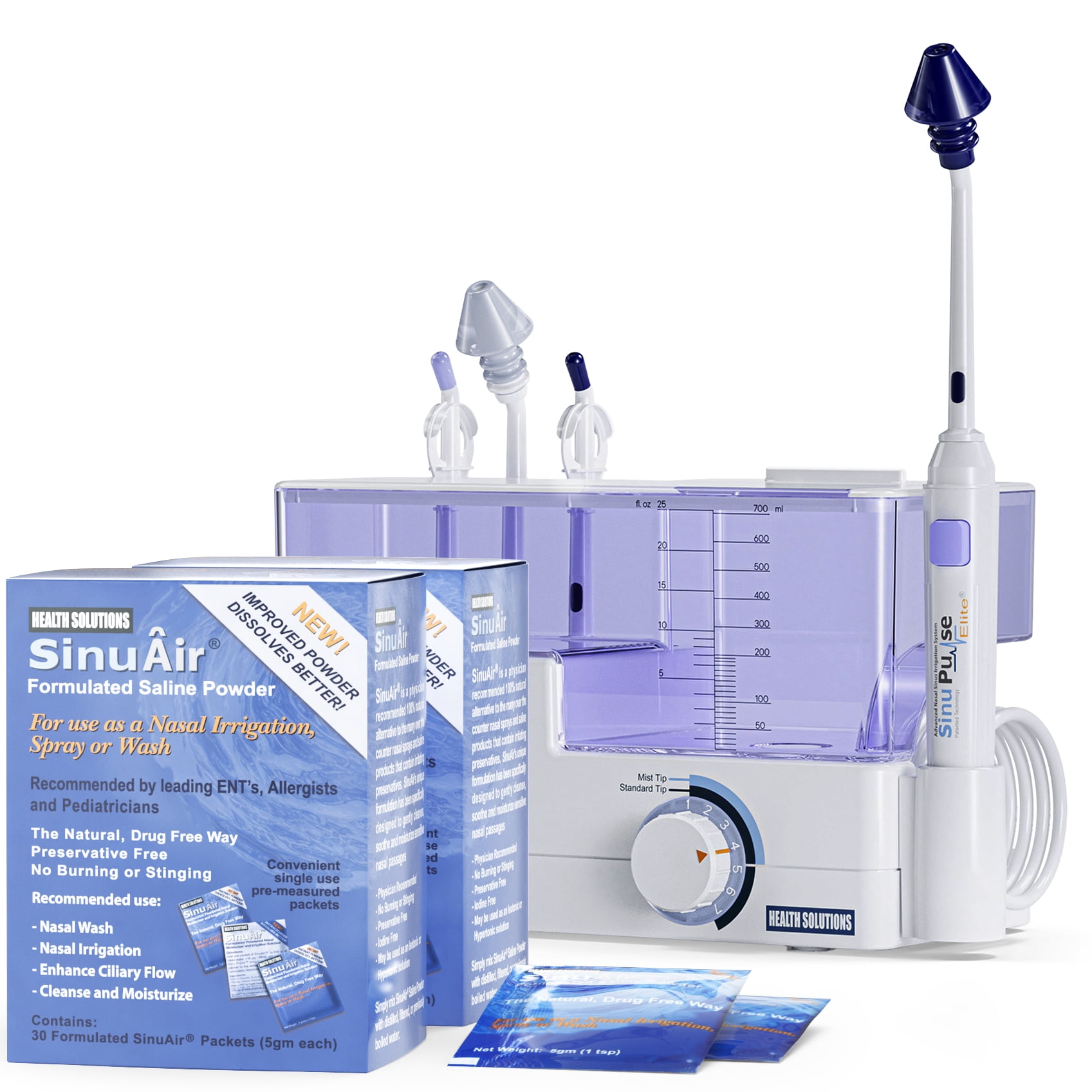 SinuPulse Elite Advanced Nasal Sinus Irrigation System with 60 Additional SinuAir Packets