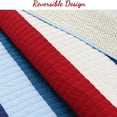 thumbnail image 3 of Bedding Quilt Set, Nautical Navy Blue Red Off-White Striped Cotton Reversible Coverlet, Bedspread Bedding Set for Bedroom, Guest Room, Home, Apartment, Dorm, Hotel, Twin - 2 Piece, 3 of 5