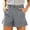Gray, variant on Bloomae Twill Shorts for Women Loose Wide Leg Comfy Stretch Pull on Short Pants Casual Button Elastic High Waisted Beach Vacation Shorts with Pockets