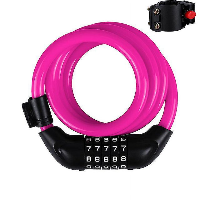 Candado de bicicleta YONGSHENG combinación digital de 5 dígitos 120 cm rosa