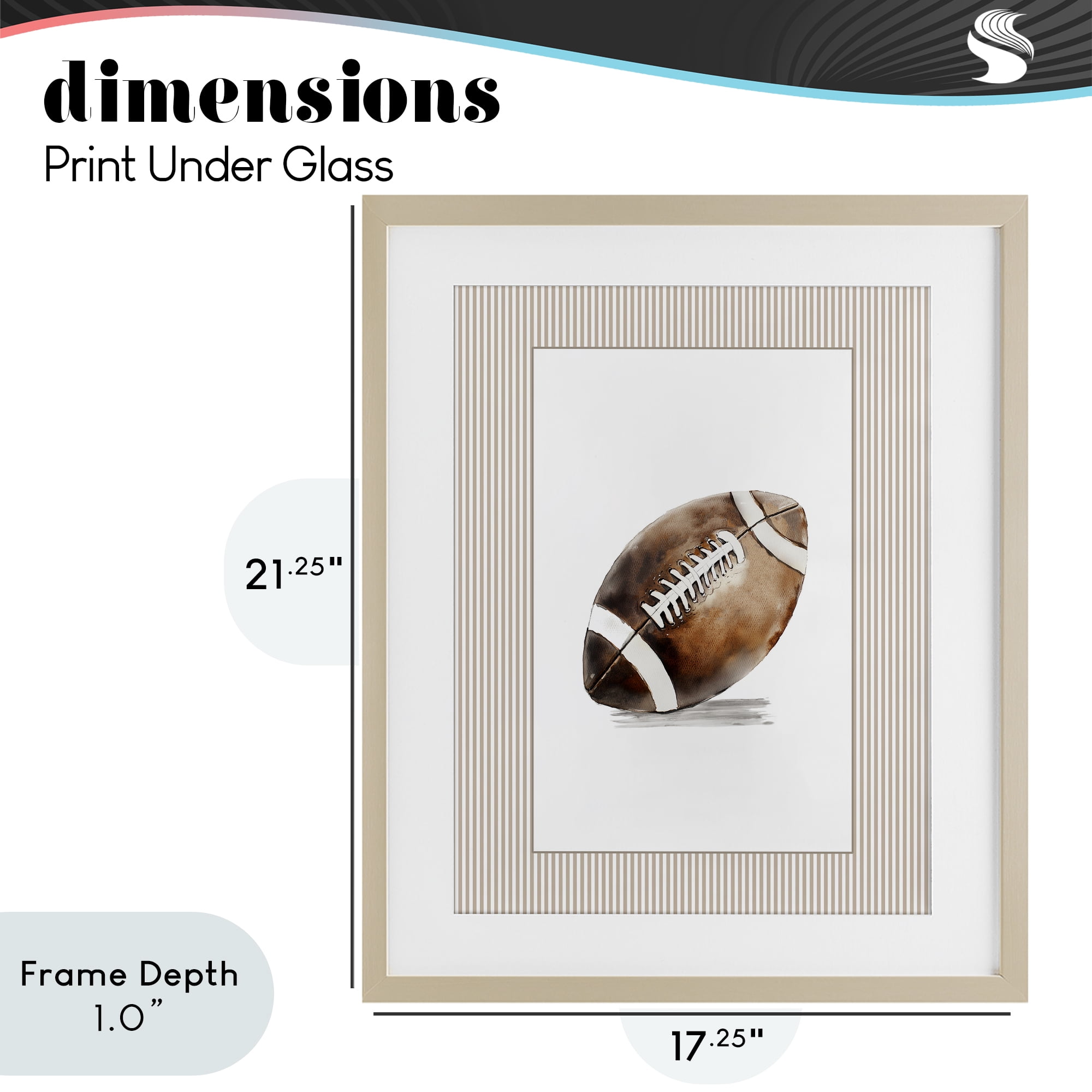 Stupell Industries Vintage Sports Football Birch Framed Print Under Glass, design by Christine Simpson Art