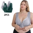 thumbnail image 2 of 2PC Plus Size Bras for Women Floral Lace Bralette Front Closure Bras Wireless Bra Push Up Bra, 2 of 9