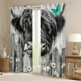 thumbnail image 2 of Erosebridal Highland Bull Curtains Pack of 2 (42x90), Chic Daisy Floral 30%-50% Black Out Curtains, Rustic Farmhouse Decorative, 2 of 7