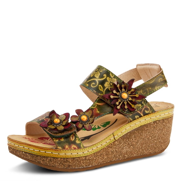 L'Artiste Women's PICKFORD Hand-Painted Leather Slingback Sandals