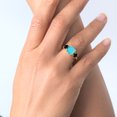 thumbnail image 5 of Gem Stone King 18K Yellow Gold Plated Silver Green Turquoise and Black Onyx 3 Stone Engagement Ring for Women (2.95 Cttw, Gemstone, Cushion 8MM, Size 7), 5 of 5