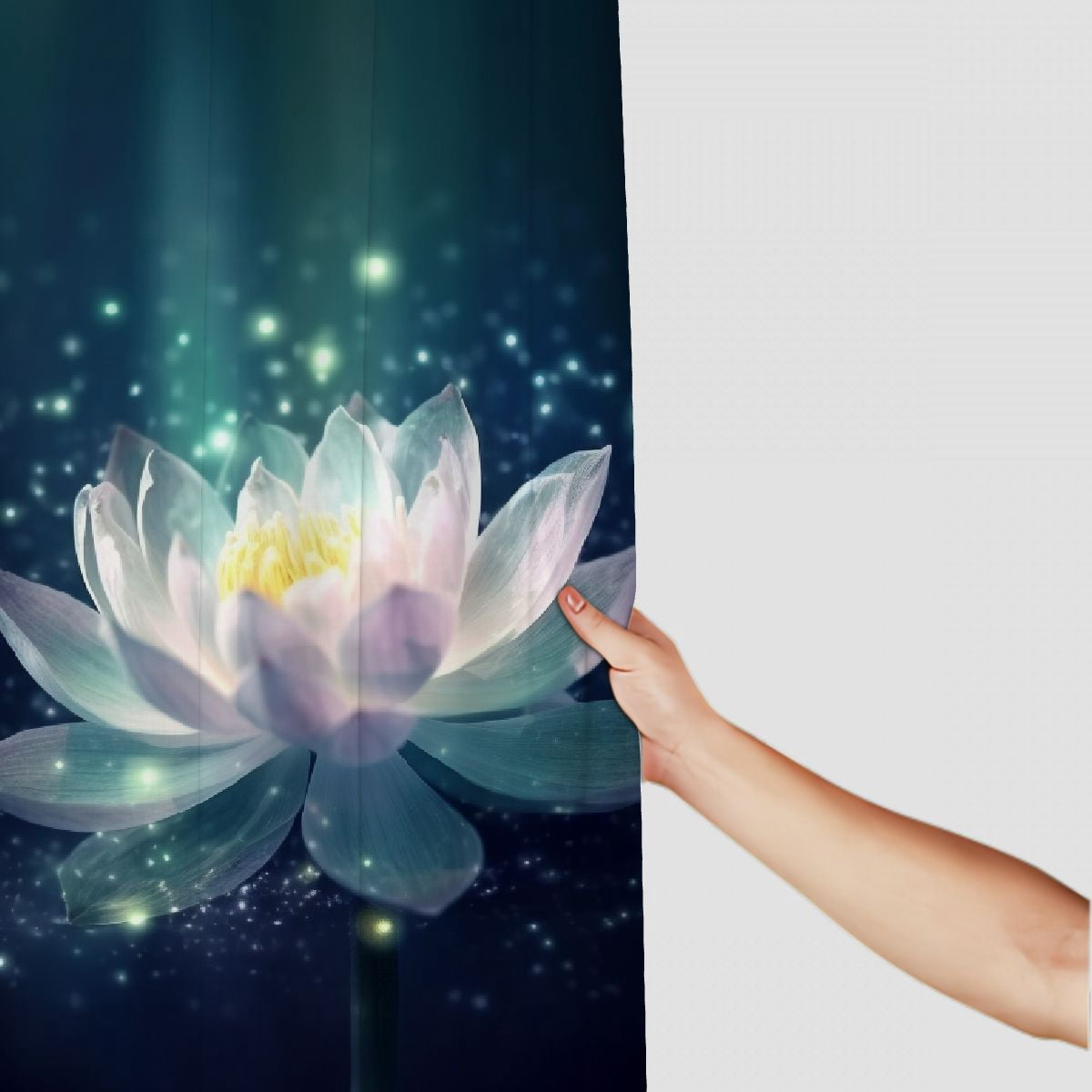 Pratyus Flowers Star Hologram Quick-Drying Shower Curtain Set for Bathroom Polyester Fiber Washable with Hooks 69x72