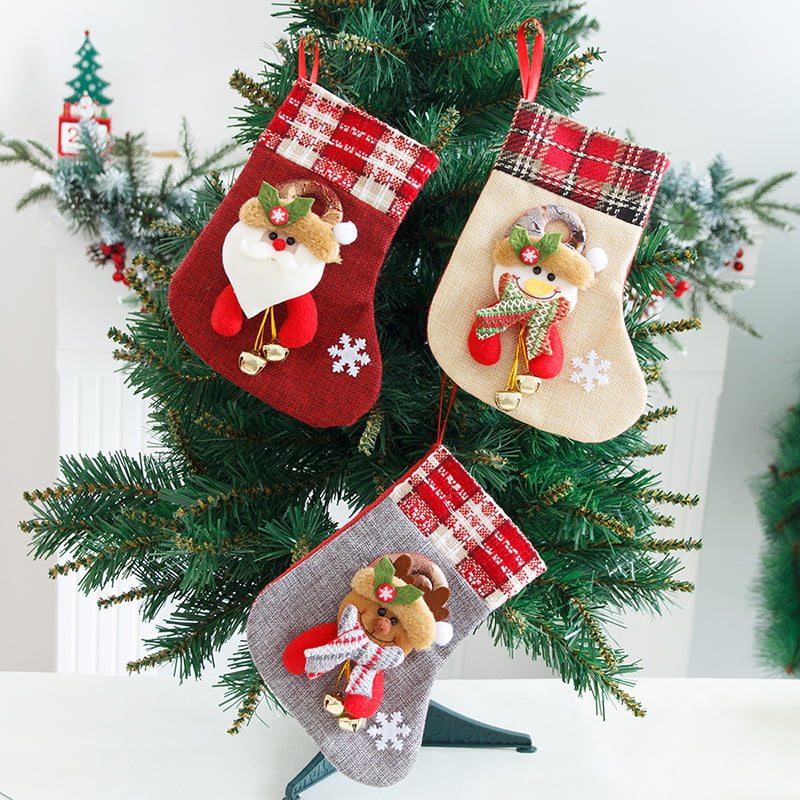 Natural Burlap Tree Skirt 4-Piece Stockings Christmas Bundle Decor 