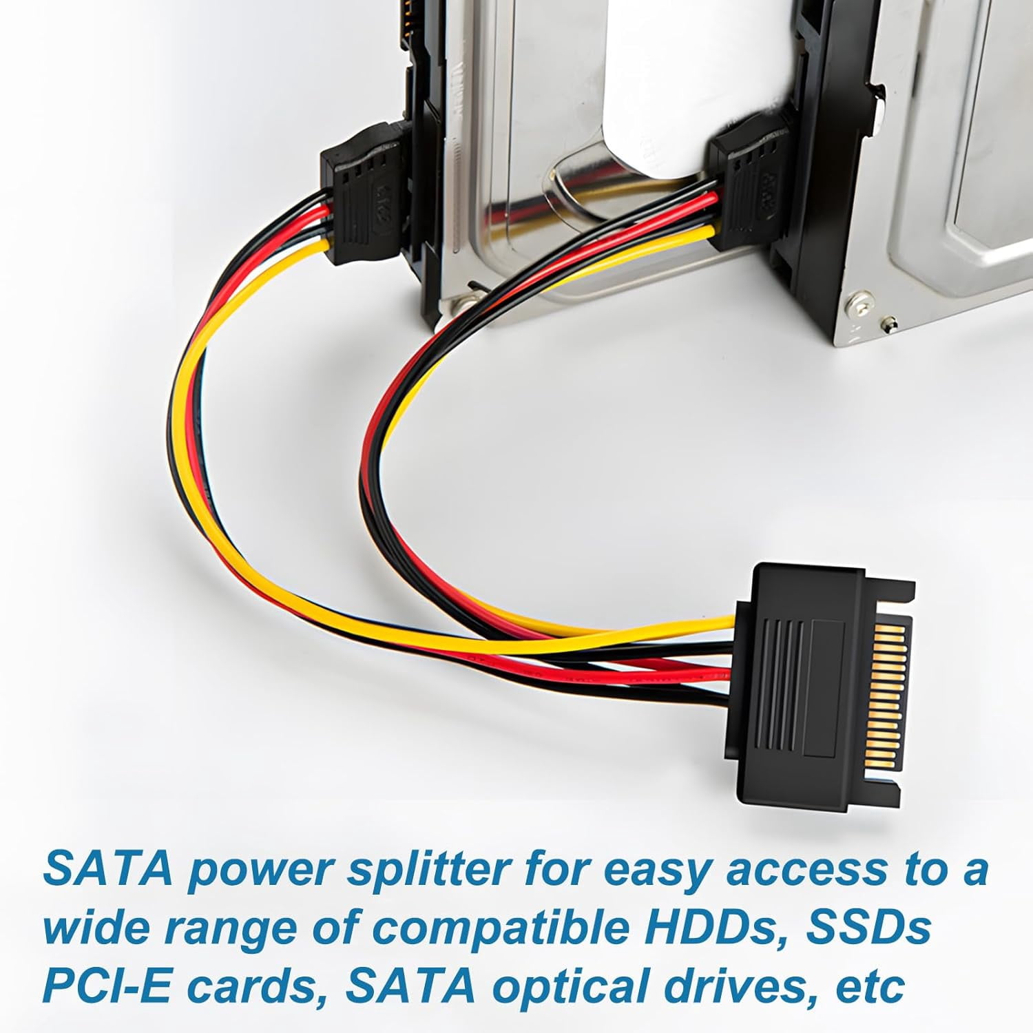 2Pcs SATA Power Splitter 15 Pin SATA Male To 2 SATA Female Power Splitter SATA Power Cable Connector SATA Power Splitter Y Cable Hard Drive Power Splitter For Hard Drive HDD SSD - 20cm