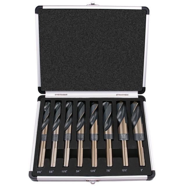 Juego de brocas EFFICERE de 8 piezas con vástago reducido M2 HSS de 1/2»