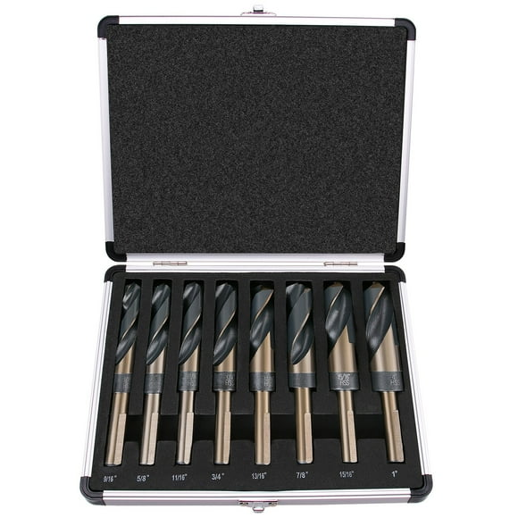 Juego de brocas EFFICERE de 8 piezas con vástago reducido M2 HSS de 1/2»