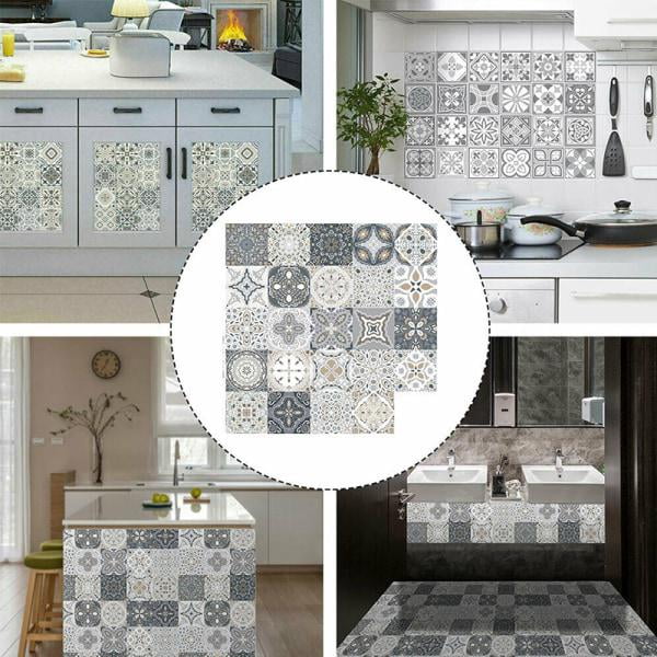 Baldosas Adhesivas Kiwistar Adhesivo Para Azulejos, Color Gris