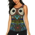 thumbnail image 2 of Picia Boho Owl Pattern Women's Workout Tank Top,Breathable Activewear,Slim Fit Athletic Top,Versatile Workout Moisture-wicking top-, 2 of 9