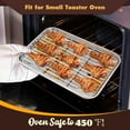 thumbnail image 4 of Small Metal Toaster Oven Tray with Rack Set, 9.4\u201dx7.3\u201d Baking Sheet Broiling Pan with Stainless Steel Wire Cooling Rack, Non-Toxic Compact Bakeware for Toaster Oven - Dishwasher Safe, 4 of 7