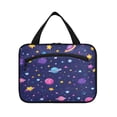 thumbnail image 2 of Travel Hanging Toiletry Bag with 4 Zipped Compartments Waterproof Makeup Accessories Spacious Cosmetic Bag Colorful Stars and Planets Pattern Medium, 2 of 9