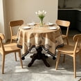 thumbnail image 5 of Round Tablecloth Coffee Table Cover Desktop Decor Bedroom Living Room Stain Resistant Decorative Cotton Linen Fabric Washable Dining Kitchen, 5 of 7