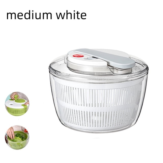 Salad Spinner With Bowl, Colander, Strainer, Storage Lid Fruit Washing Bowl, Vegetable Dryer, Multi-Use Pasta And Fries Spinner, Compact And Convenient, 3 Qt Medium size 3L white