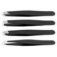 thumbnail image 1 of Pinzas De Cejas Profesionales De Acero Inoxidable 4 Piezas, Color Negro, Plata, 1 of 4
