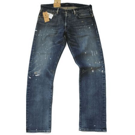 Polo Ralph Lauren Men's Blue Varick Slim Straight Paint Spot Denim Jeans, 31x30