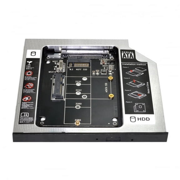 Chenyang CY MSATA NGFF B/M-key SSD to Slimline SATA 13Pin Caddy Case for 9.5mm Universal Laptop CD / DVD-ROM Optical Bay Adapter