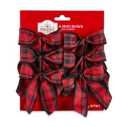 Holiday Time Red & Black Buffalo Plaid Mini Bows, 6 Count