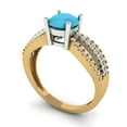 thumbnail image 2 of Solitaire with Accents Engagement Ring for Women - 1.27ct Simulated Turquoise in 14K Yellow/White Gold Promise Ring, 2 of 8