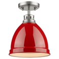 thumbnail image 1 of Beaumont Lane Steel Semi Flush Mount in Pewter and Red, 1 of 2