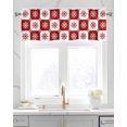 thumbnail image 2 of Faux Linen Valances for Windows Christmas Snowflakes Red and White Plaid Curtains Valance Light Filtering Rod Pocket Small Window Treatment for Kitchen Living Room Bedroom 42x18In, 2 of 6