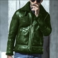 thumbnail image 2 of Mens Winter Coats Vintage Faux Leather Sherpa Lined Bomber Jacket Casual Warm Turn-Down Collar Thick Fleece Jackets Overcoat, 2 of 6
