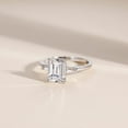 thumbnail image 2 of 3CT 925 Sterling Silver Engagement Rings 3-Stone Emerald Cut Cubic Zirconia CZ Wedding Promise Rings for Her Wedding Bands for Women Size 3-11, 2 of 6