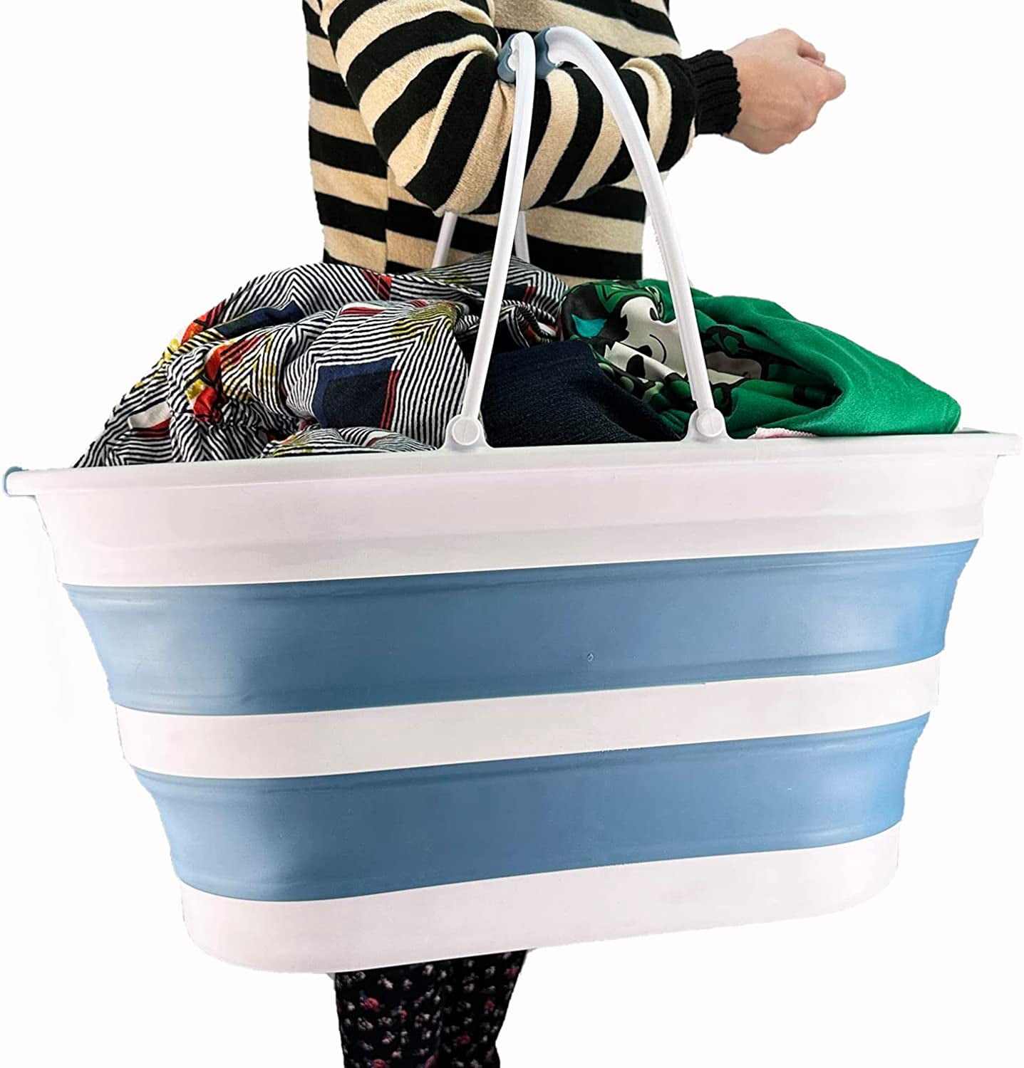 SAMMART 38L (10 Gallons) Collapsible Plastic Laundry Basket - Foldable Storage Container/Organizer - Portable Washing Tub - Space Saving Laundry Hamper