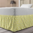 thumbnail image 1 of Floral Bed Skirt, Repetitive Watercolor Style Aquarelle Pastel Colors Illustration, Elastic Bedskirt Dust Ruffle Wrap Around for Bedding Decor, 4 Sizes, Pastel Yellow Pale Green, by Ambesonne, 1 of 2