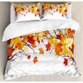 thumbnail image 1 of Ensemble de Housse de Couette, Image d'Érable Canadien Feuilles en Automne Doux, 1 of 6