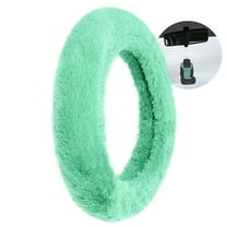 FH Group 14.5-15.5" Doe16 Mint Faux Rabbit Fur Steering Wheel Cover with Air Freshener