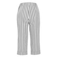 thumbnail image 5 of WMTBSRSW Striped Capri Pants for Women Casual Button Pull On Dress Pants Loose Straight Leg Work Trouser with Pockets, 5 of 7