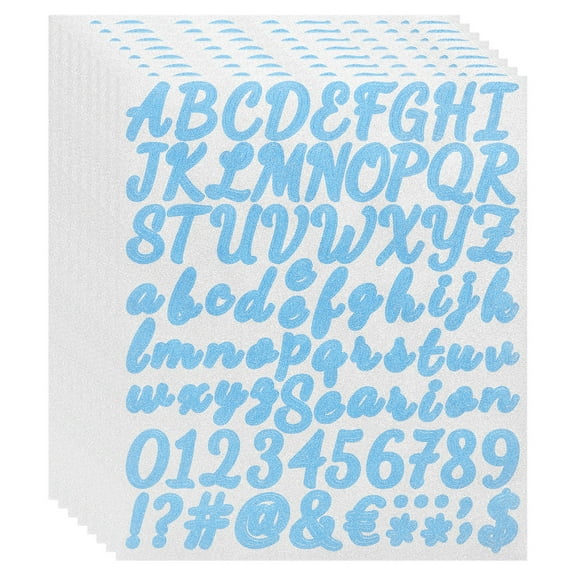 608Pack 8Sheets Glitter Letter Stickers Self-Adhesive Alphabet Sticker Blue